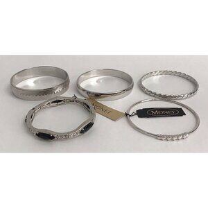 Vintage Monet Silver Toned Bracelets Lot Of 5